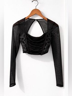 Back Detail – Bershka Black Mesh Crop Top NWOT Size S